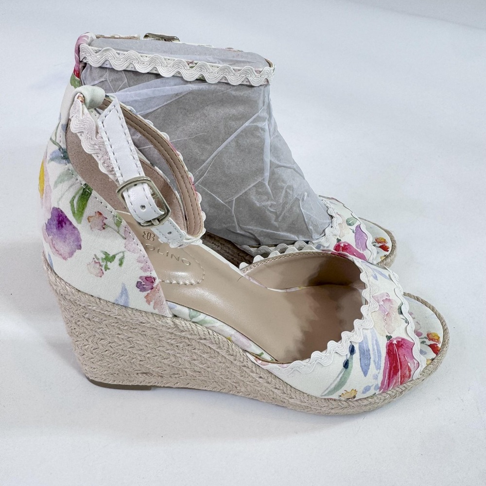 Bandolino Shoes Womens 6.5 Floral Espadrille Wedge Ankle Strap Sandals